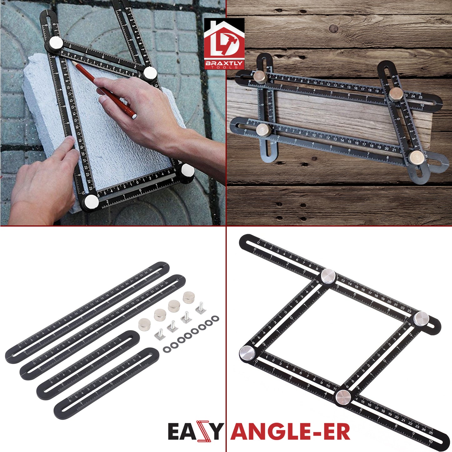 Braxtly Tools Easy Angle-ER Heavy Duty Template Tool for Measuring Angles