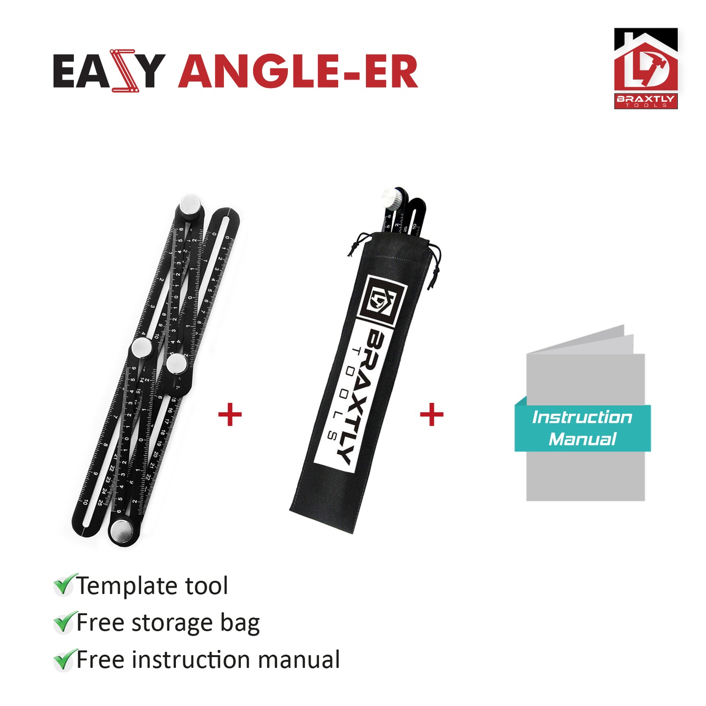 Braxtly Tools Easy Angle-ER Heavy Duty Template Tool for Measuring Angles