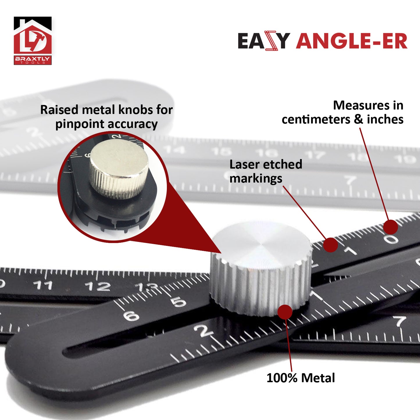 Braxtly Tools Easy Angle-ER Heavy Duty Template Tool for Measuring Angles